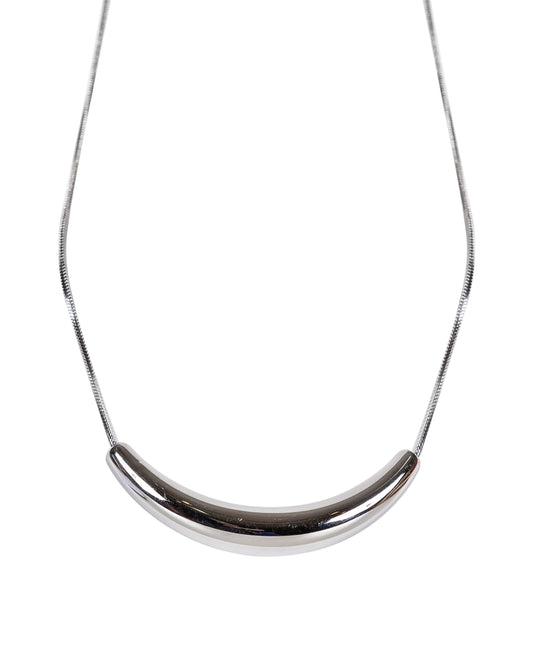 Silver Crescent Pendant Necklace