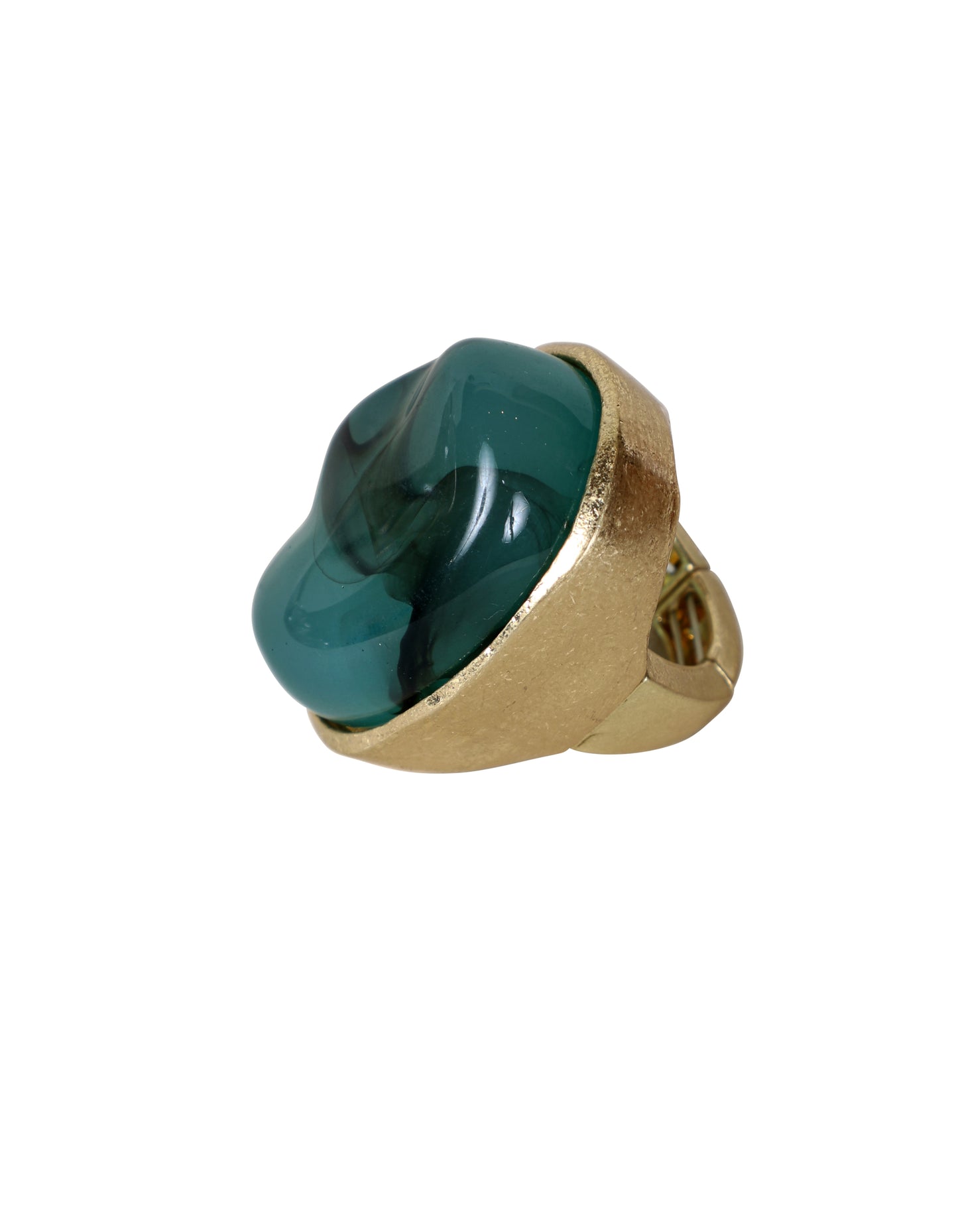 Bold Statement Ring with Swirled Stone in Blue & Gold