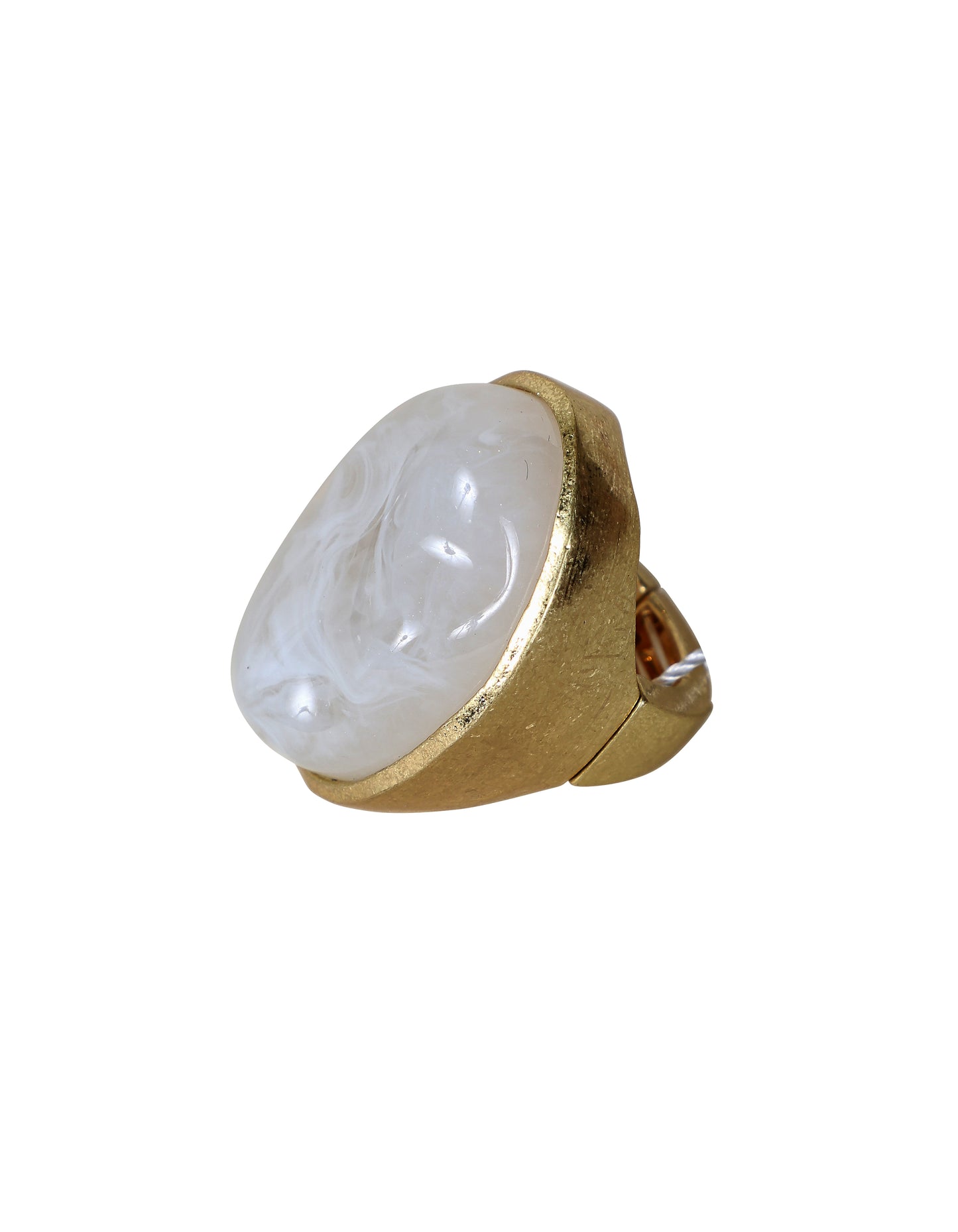Bold Statement Ring with Swirled Stone in White & Gold