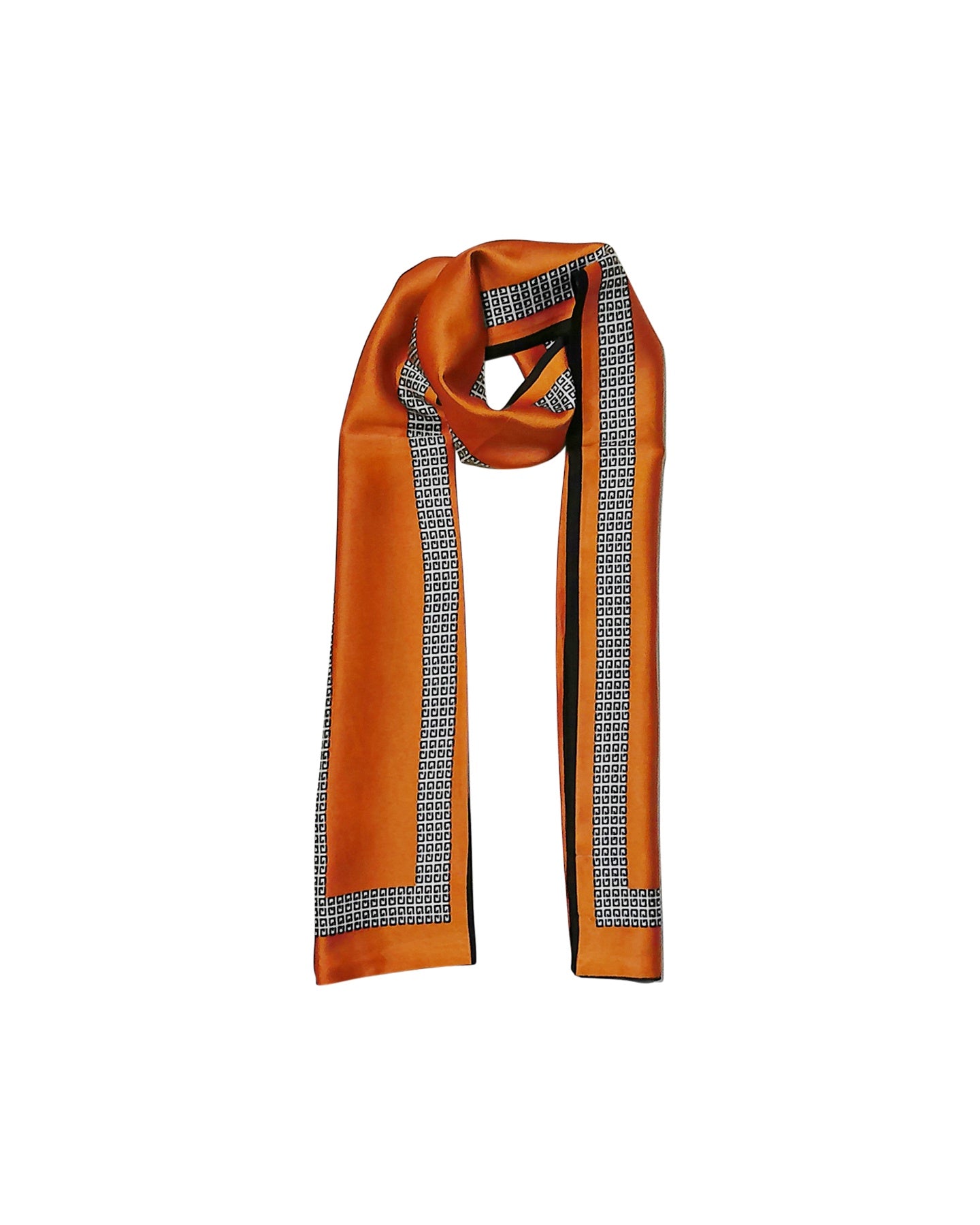 Orange Dual-Sided Geometric Decorative Narrow Scarf