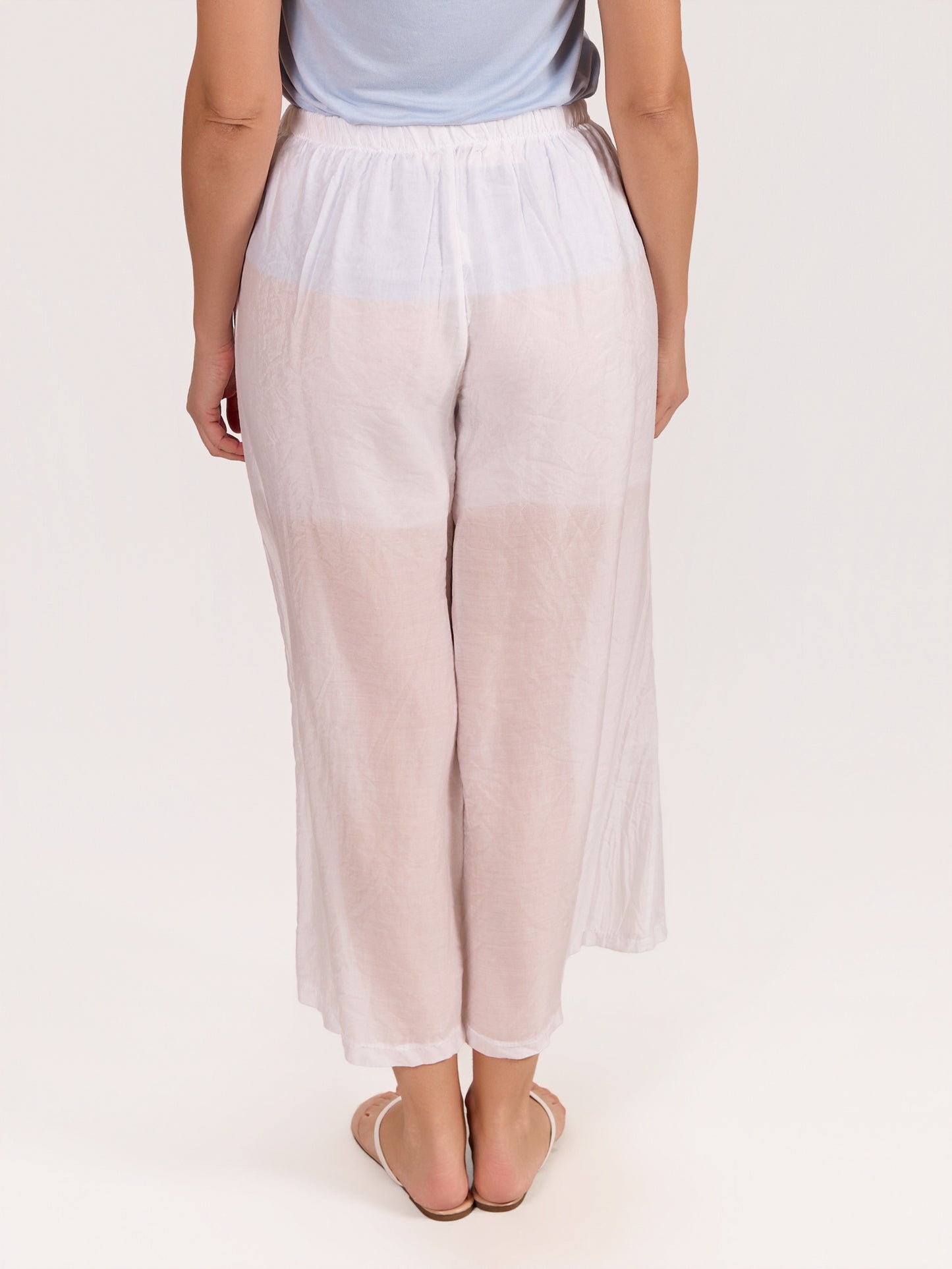 Pantalon blanc à enfiler avec doublure partielle