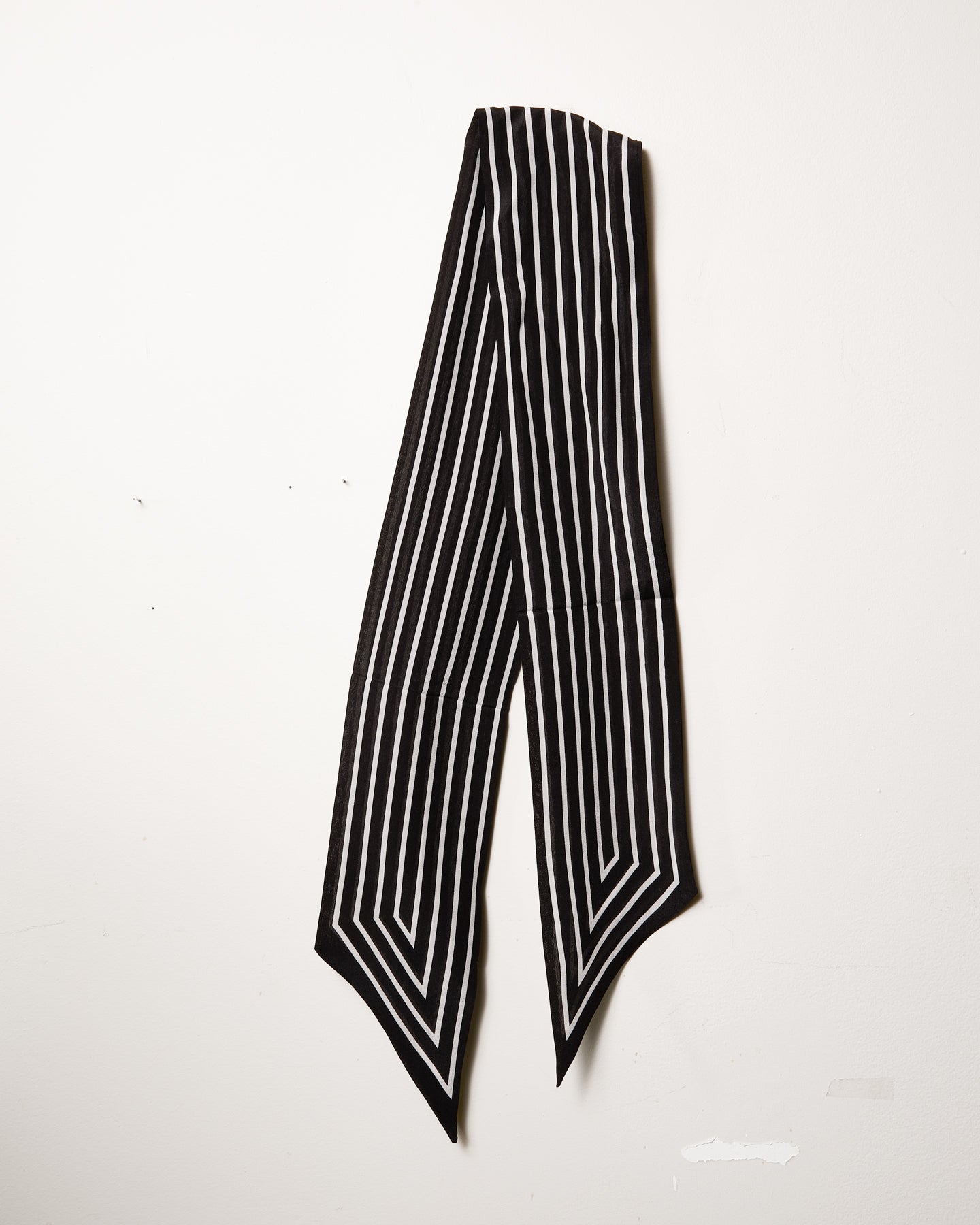 Black and White Striped 100% Silk Tie Scarf
