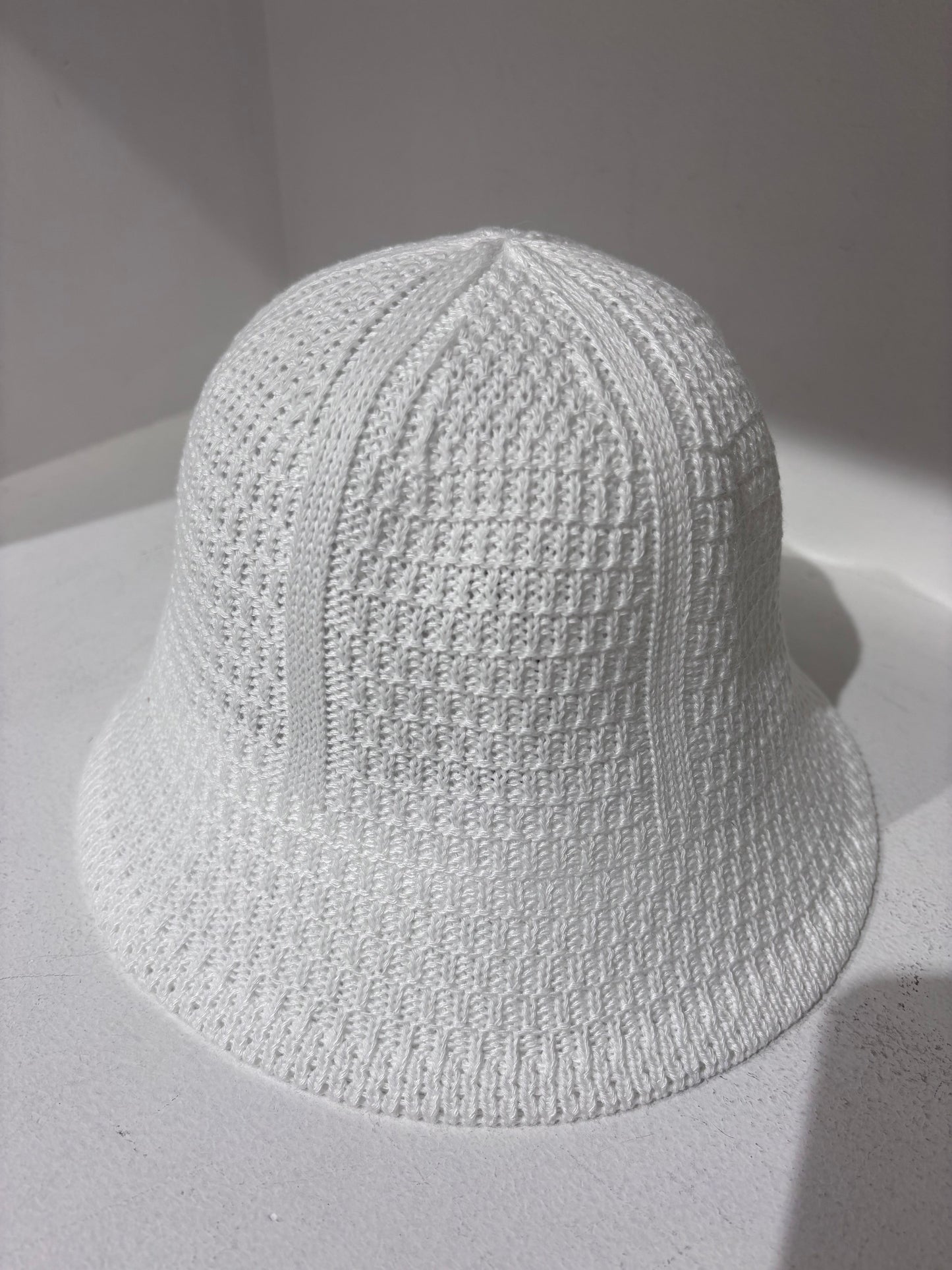 White Knitted Bucket Hat