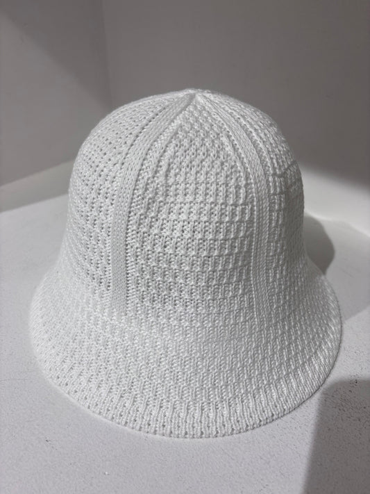 White Knitted Bucket Hat