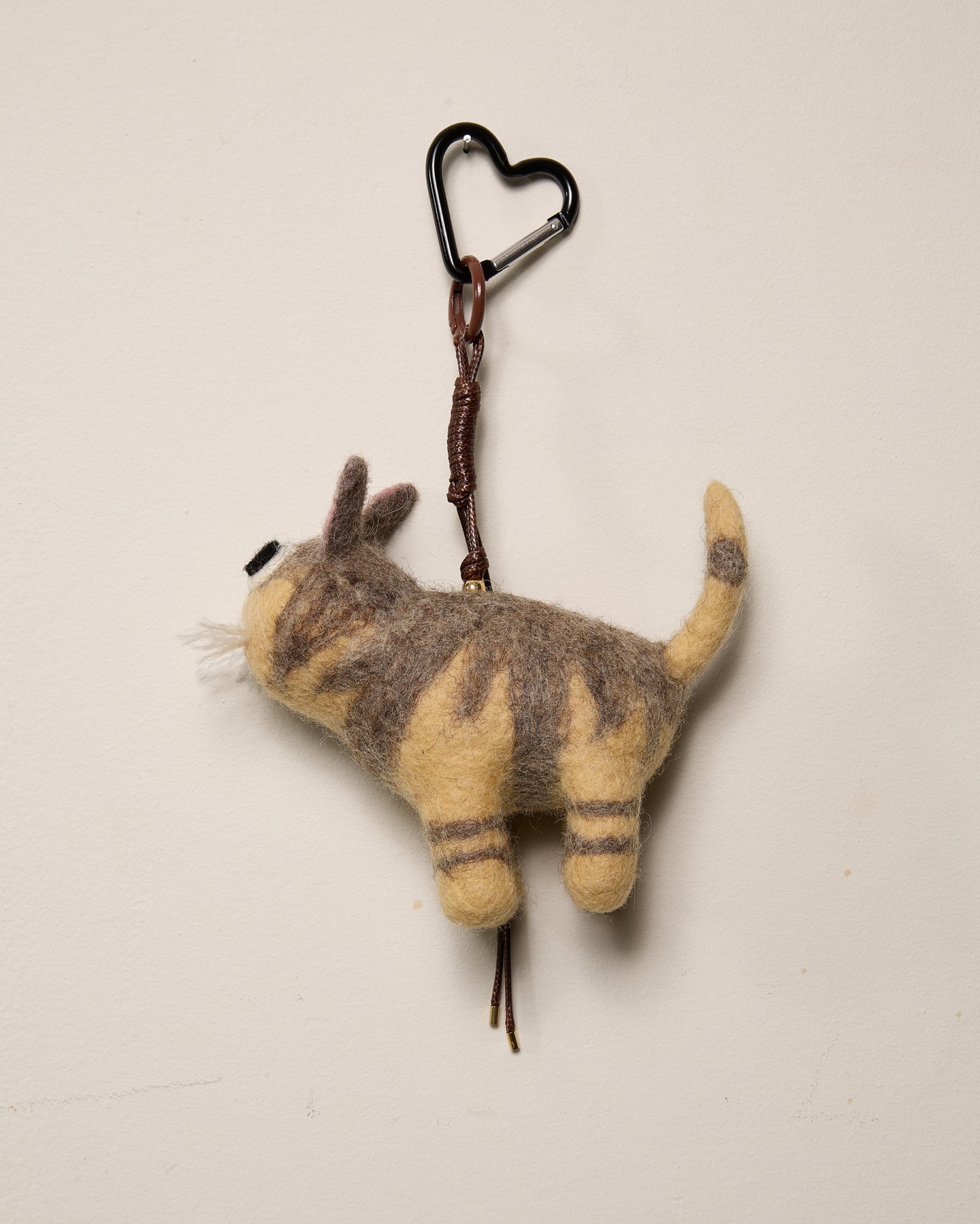 Grey and Beige Calico Kitty Wool Buddy Keychain