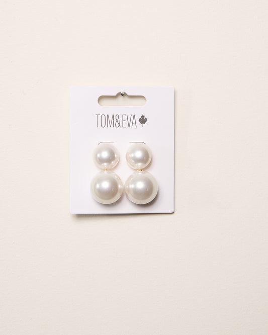 Silver Small and Large Stacked Pearly Earring