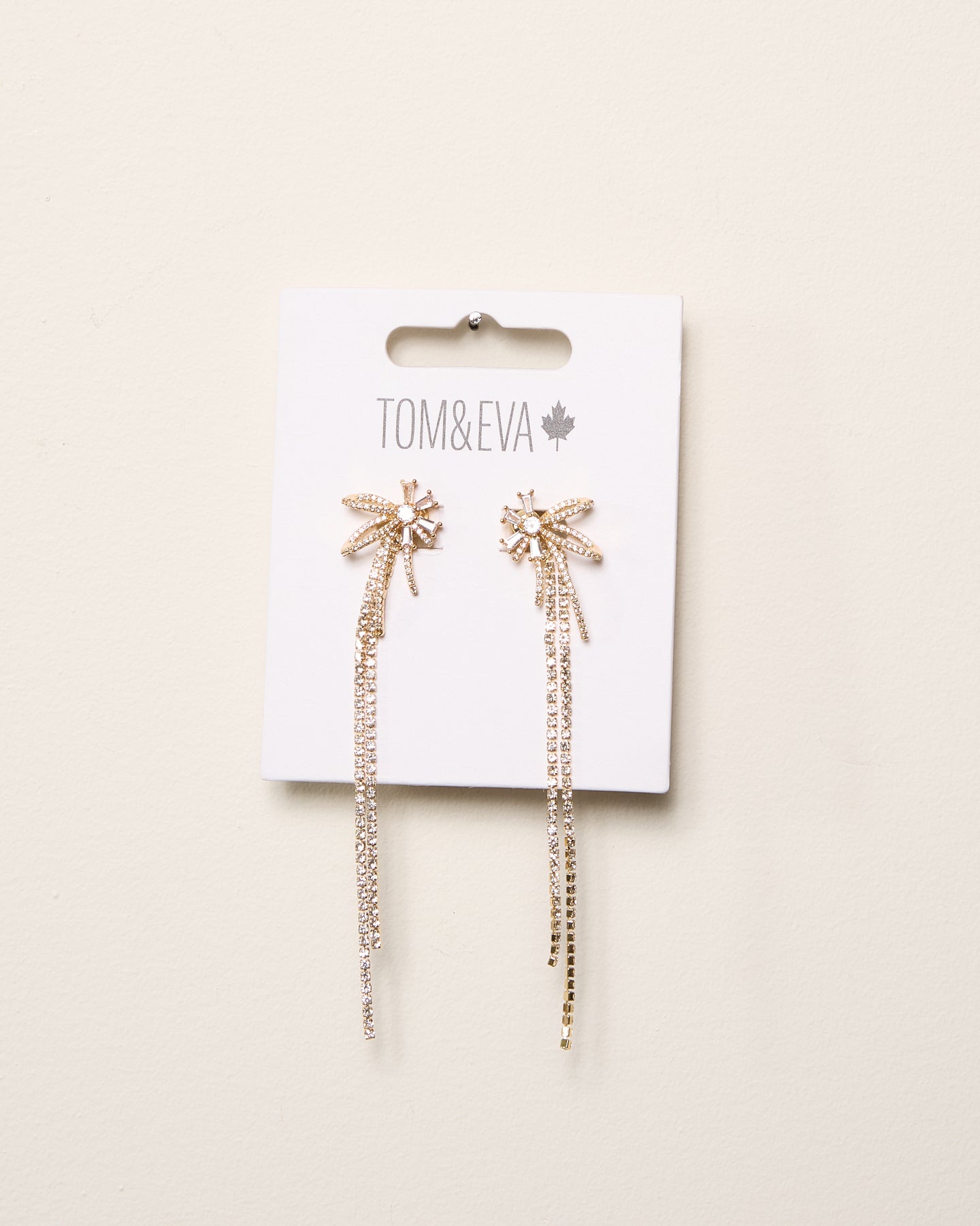 Boucles d’oreilles chandelier feu d’artifice strass dorées