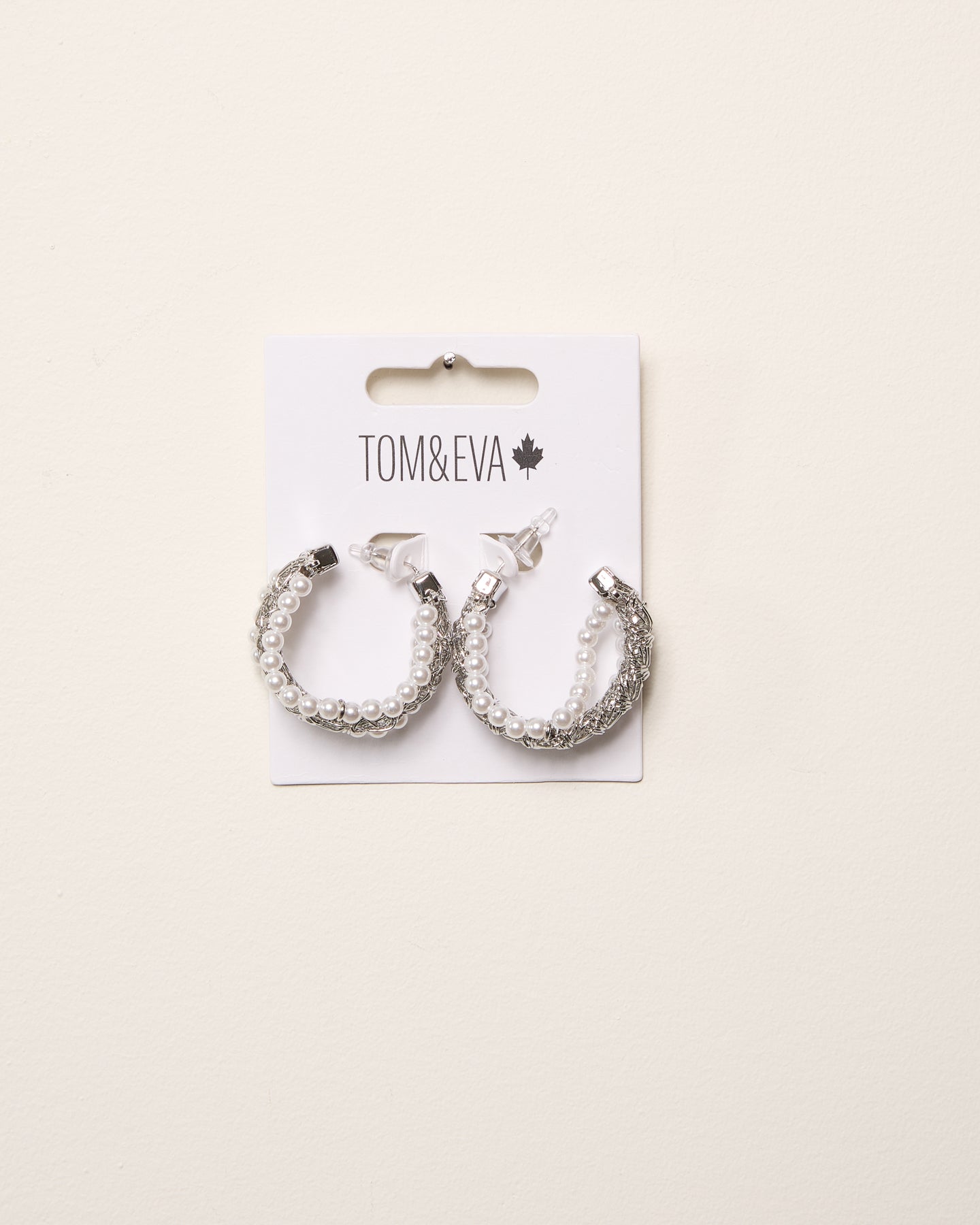 Silver Chain & Pearly Strand Hoop Earrings