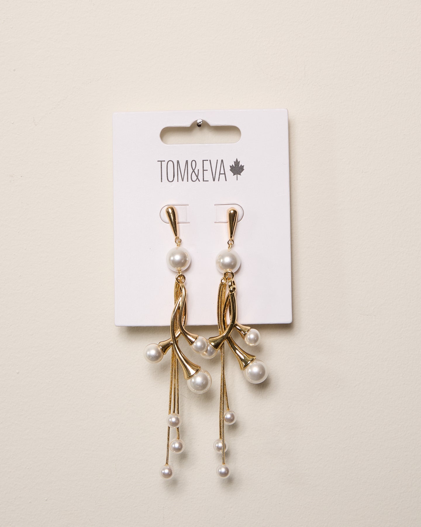 Gold Dangled Pearly Bottom Earrings