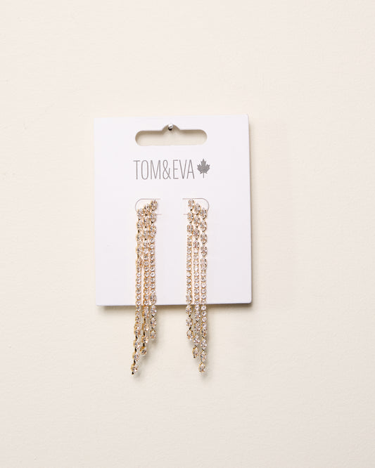 Gold Rainfall Chandelier Rhinestone Earrings