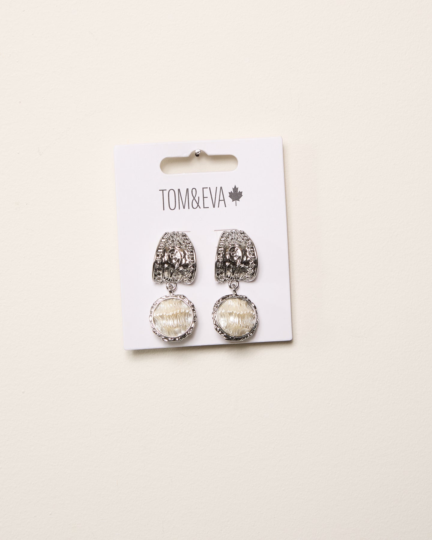 Silver Boho Bangle and Textured Pearly Earrings