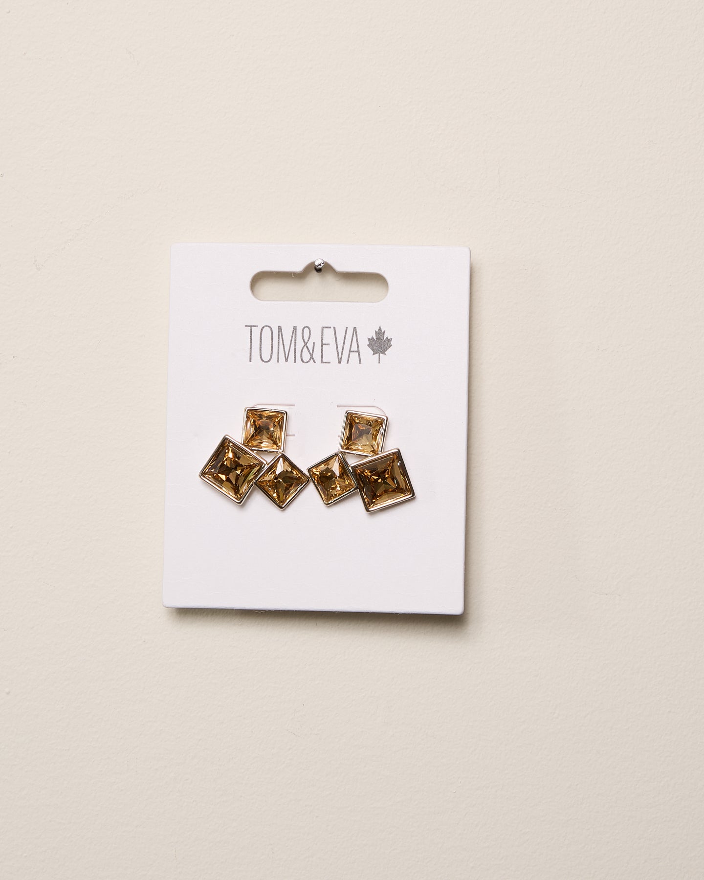 Champagne Square Geometric Cluster Earring