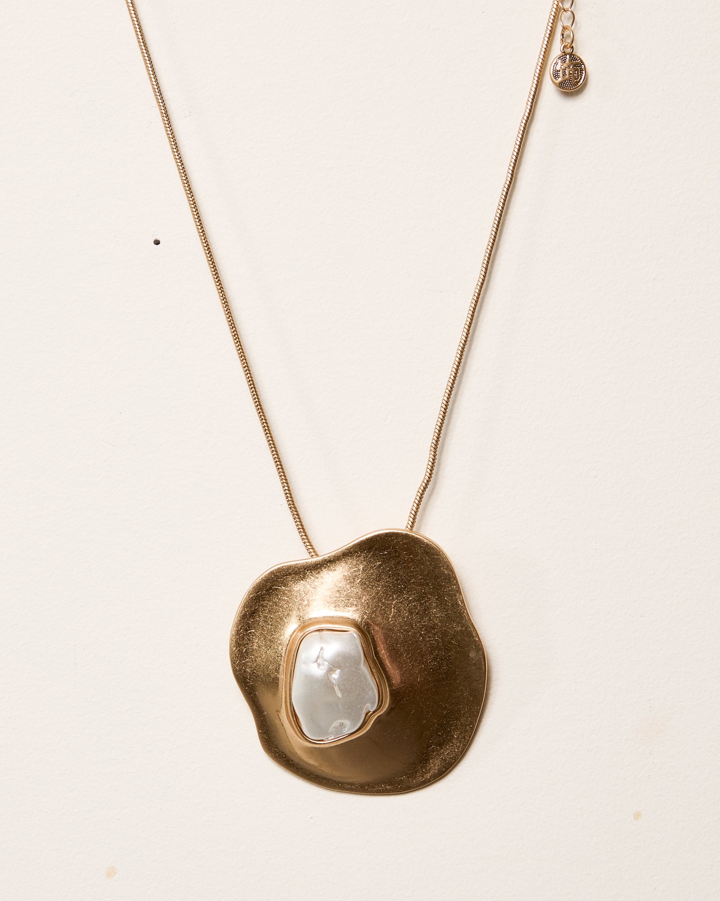 Gold Large Natural Shape with Stone Necklace