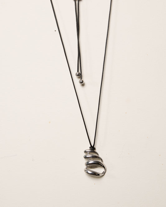 Silver Abstract Metal Swirl Necklace