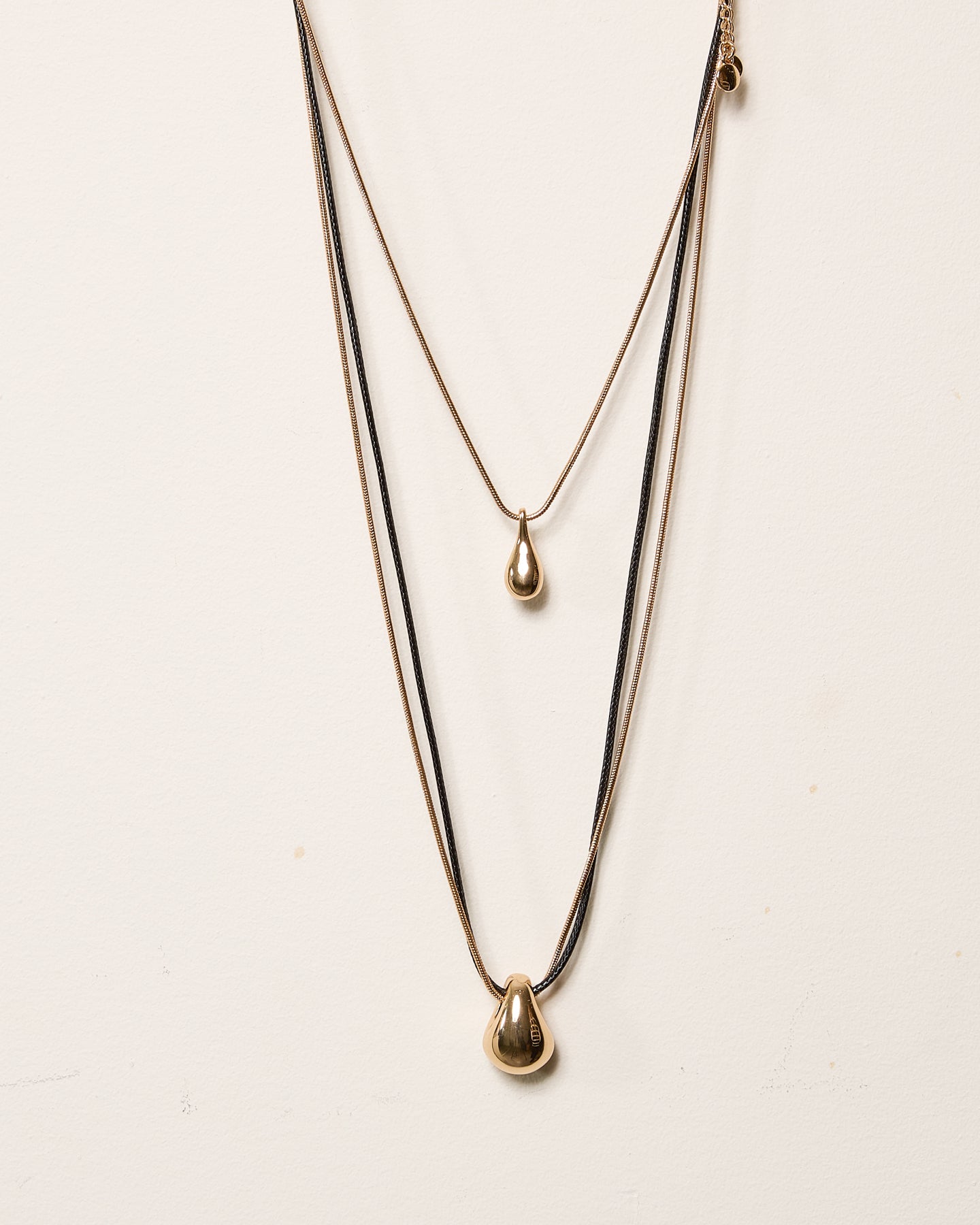 Gold Double Teardrop Pendant Necklace