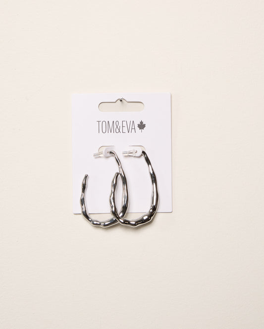 Silver Semi Hoop Natural Shape Earring
