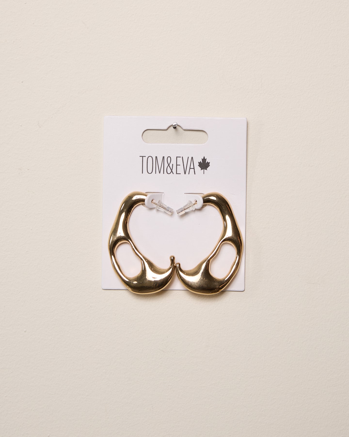 Gold Semi-Hoop Molten Lava Shape Earring