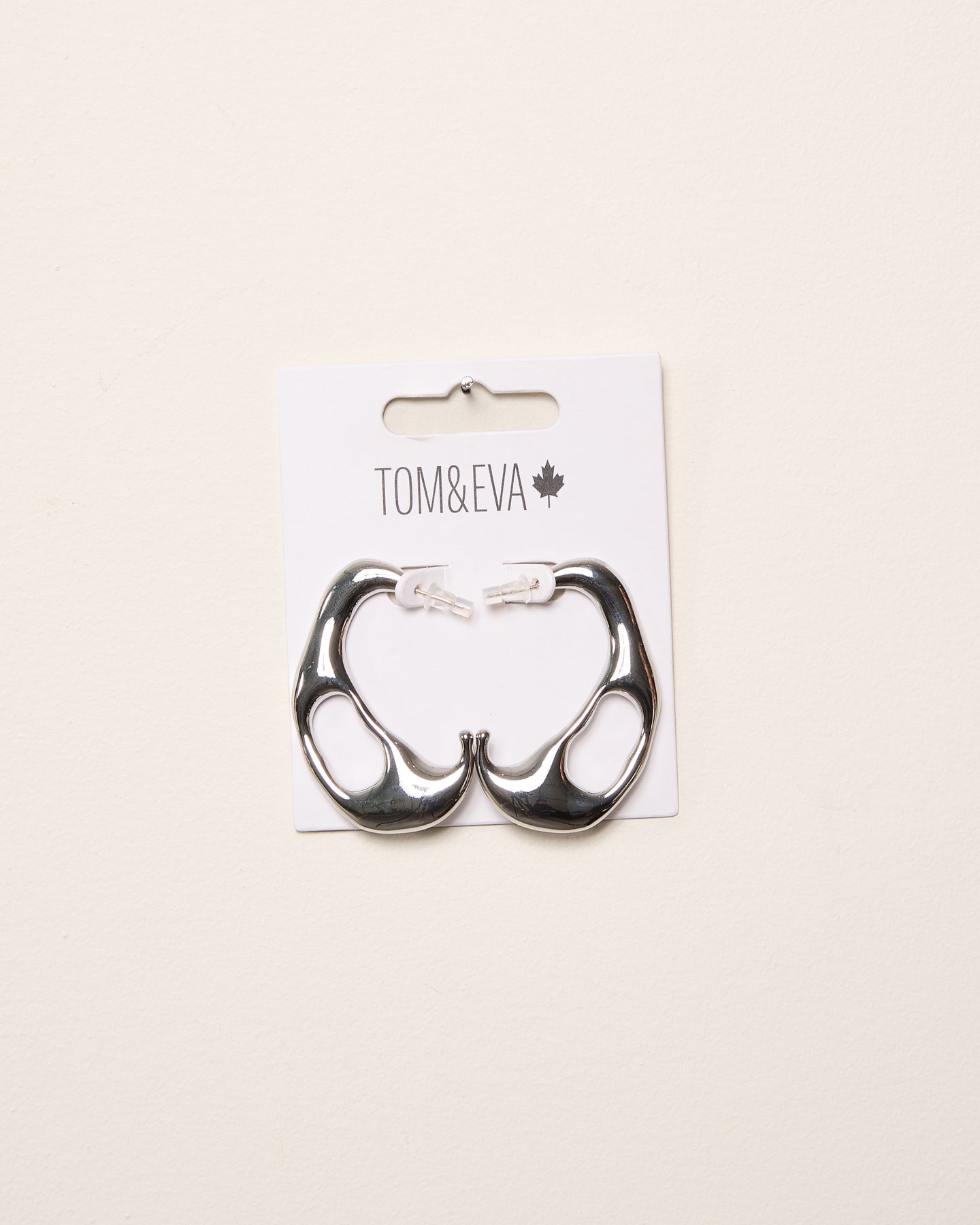 Silver Semi-Hoop Molten Lava Shape Earring