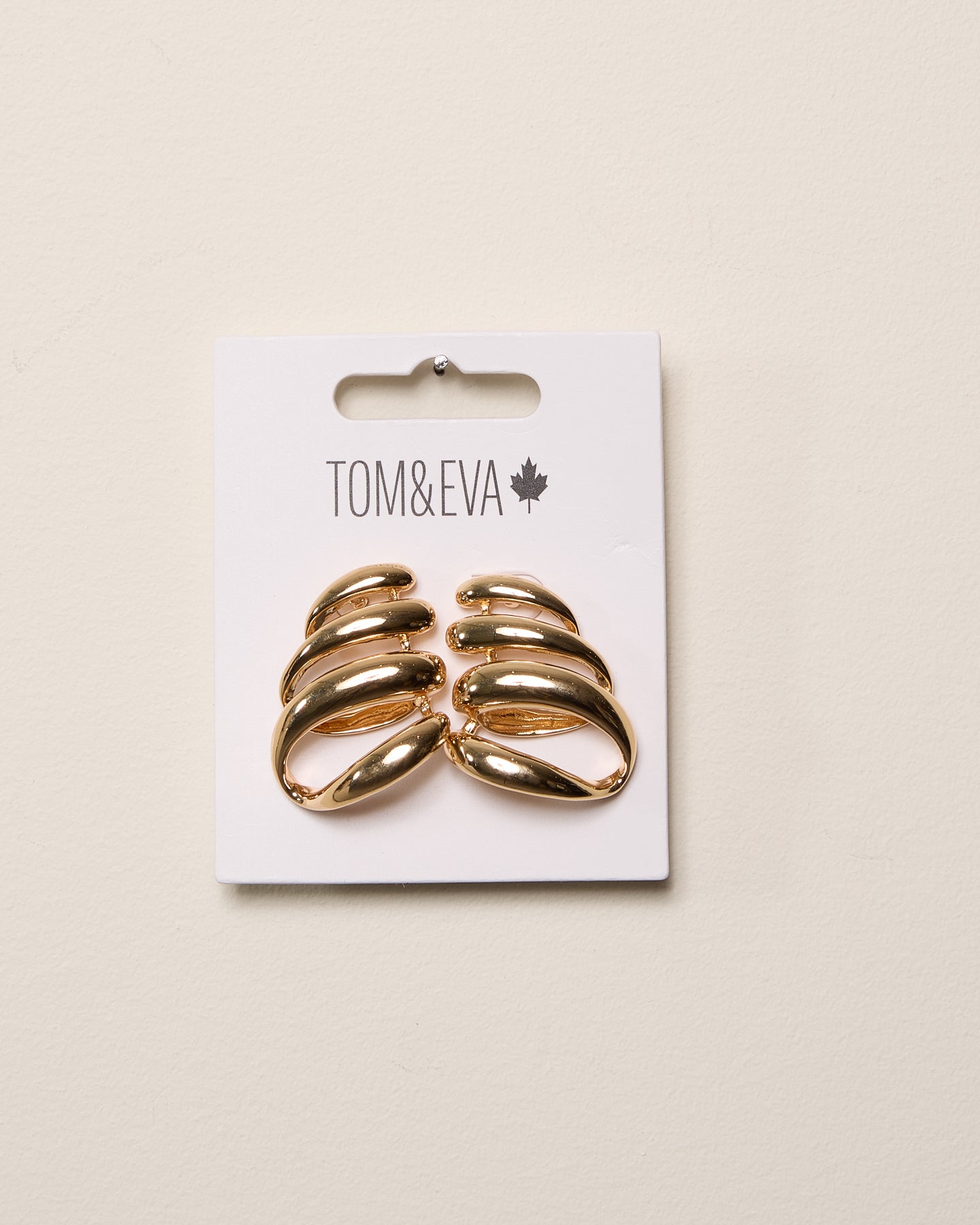 Gold Abstract Metal Swirl Earring