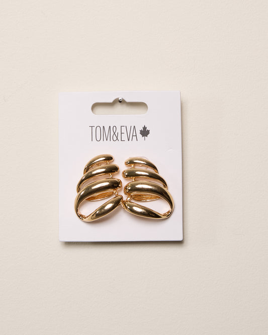Gold Abstract Metal Swirl Earring