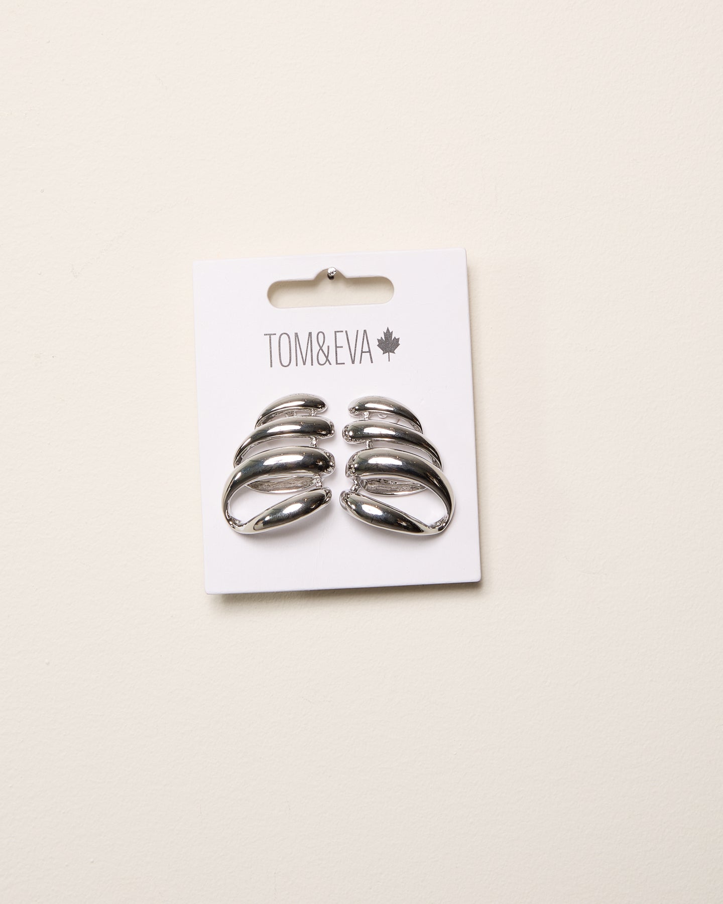 Silver Abstract Metal Swirl Earring