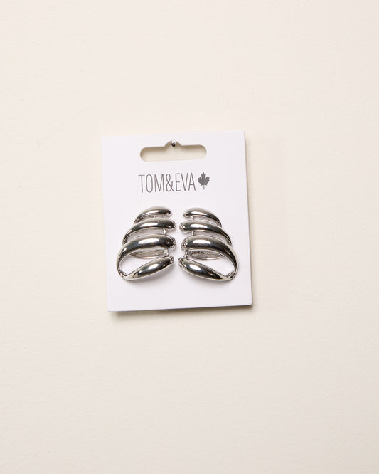Silver Abstract Metal Swirl Earring