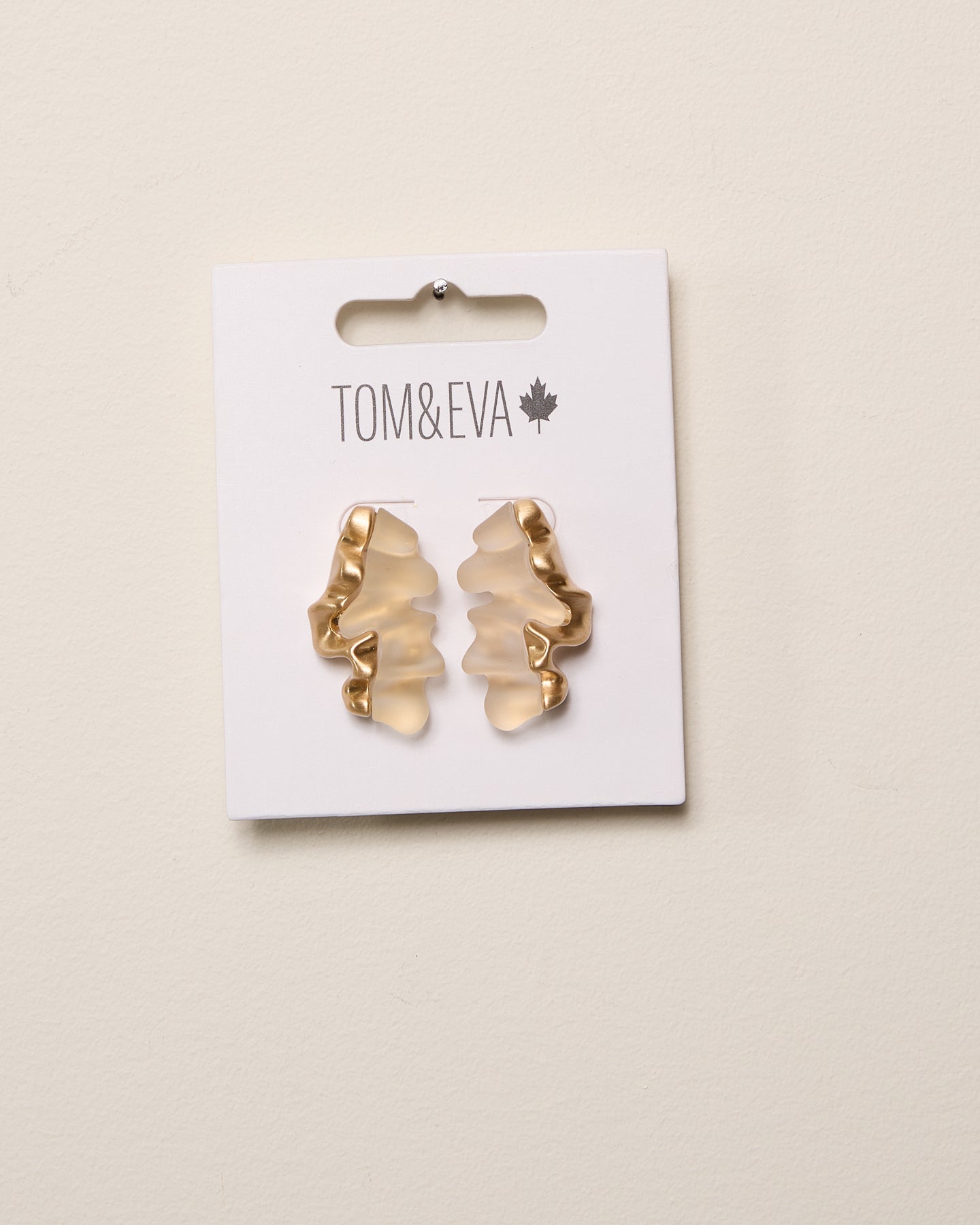 Gold Large Abstract Metal and Resin Earring