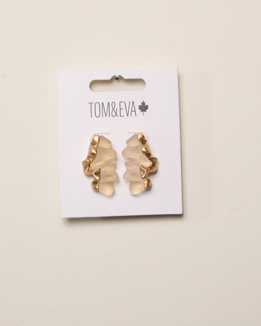Gold Large Abstract Metal and Resin Earring