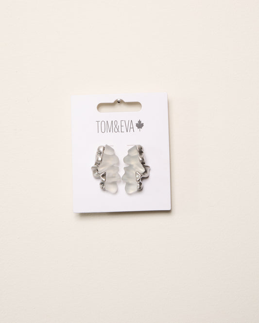 Silver Large Abstract Metal and Resin Earring