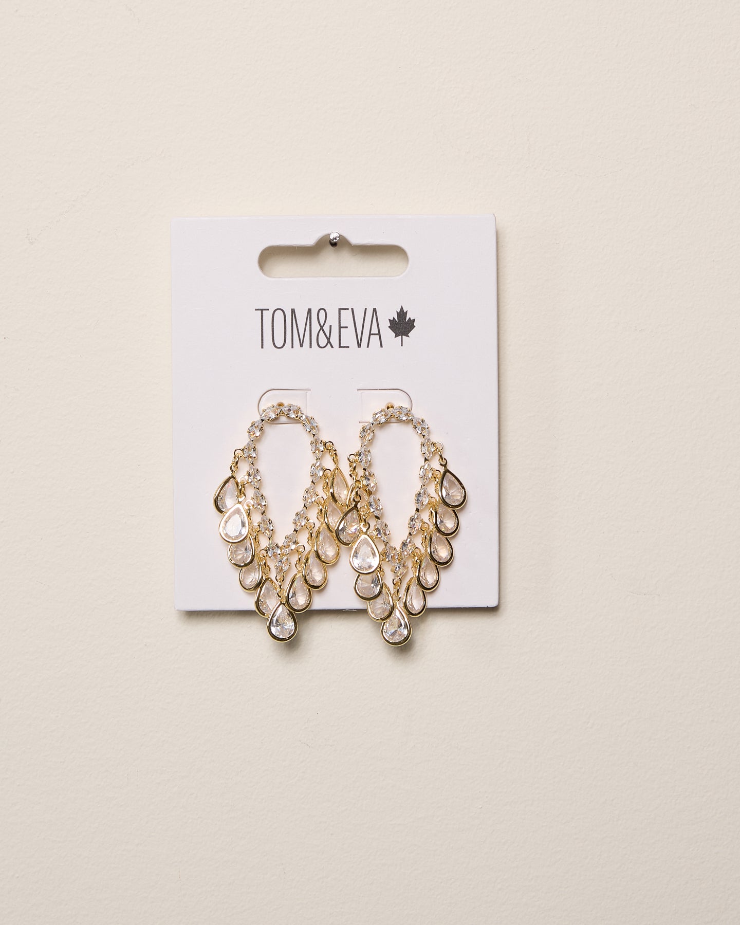 Gold Scale Stacked Rhinestone Chandelier Earring