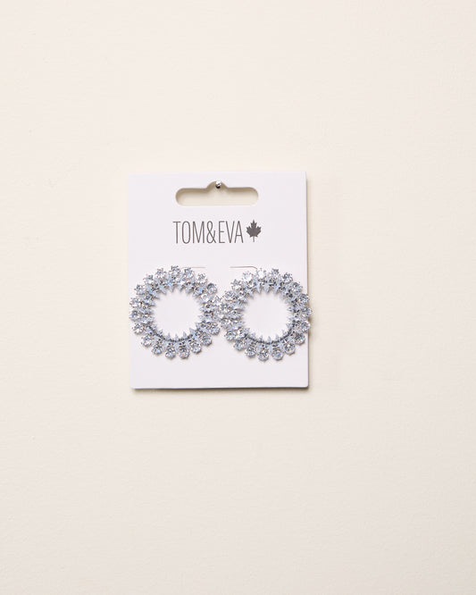 Silver Sparkle Rhinestone Circle Earring