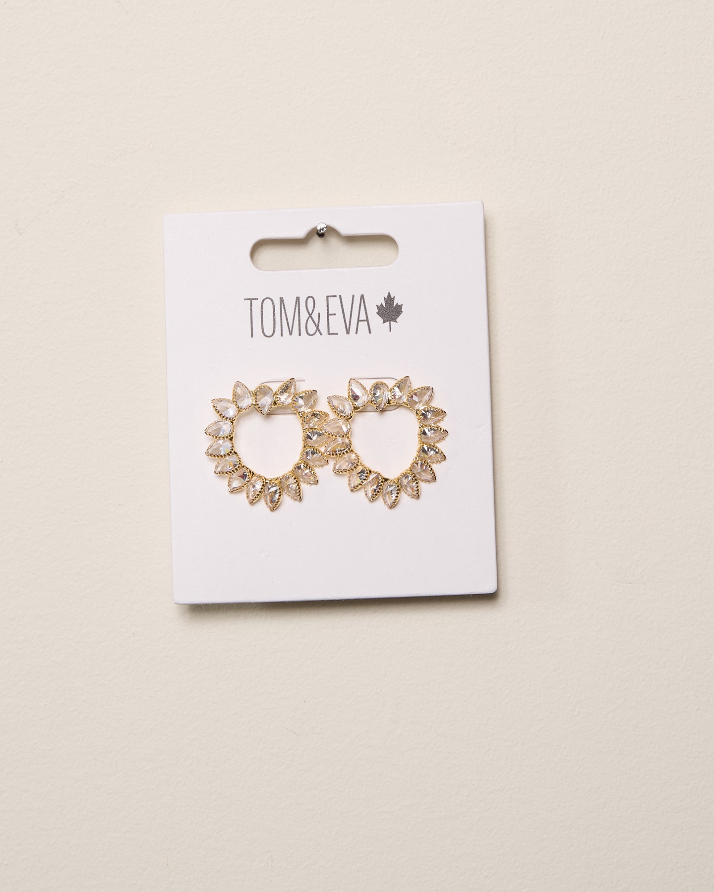 Gold Heart Shaped Teardrop Rhinestone Earring