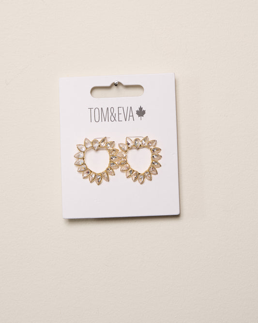Gold Heart Shaped Teardrop Rhinestone Earring