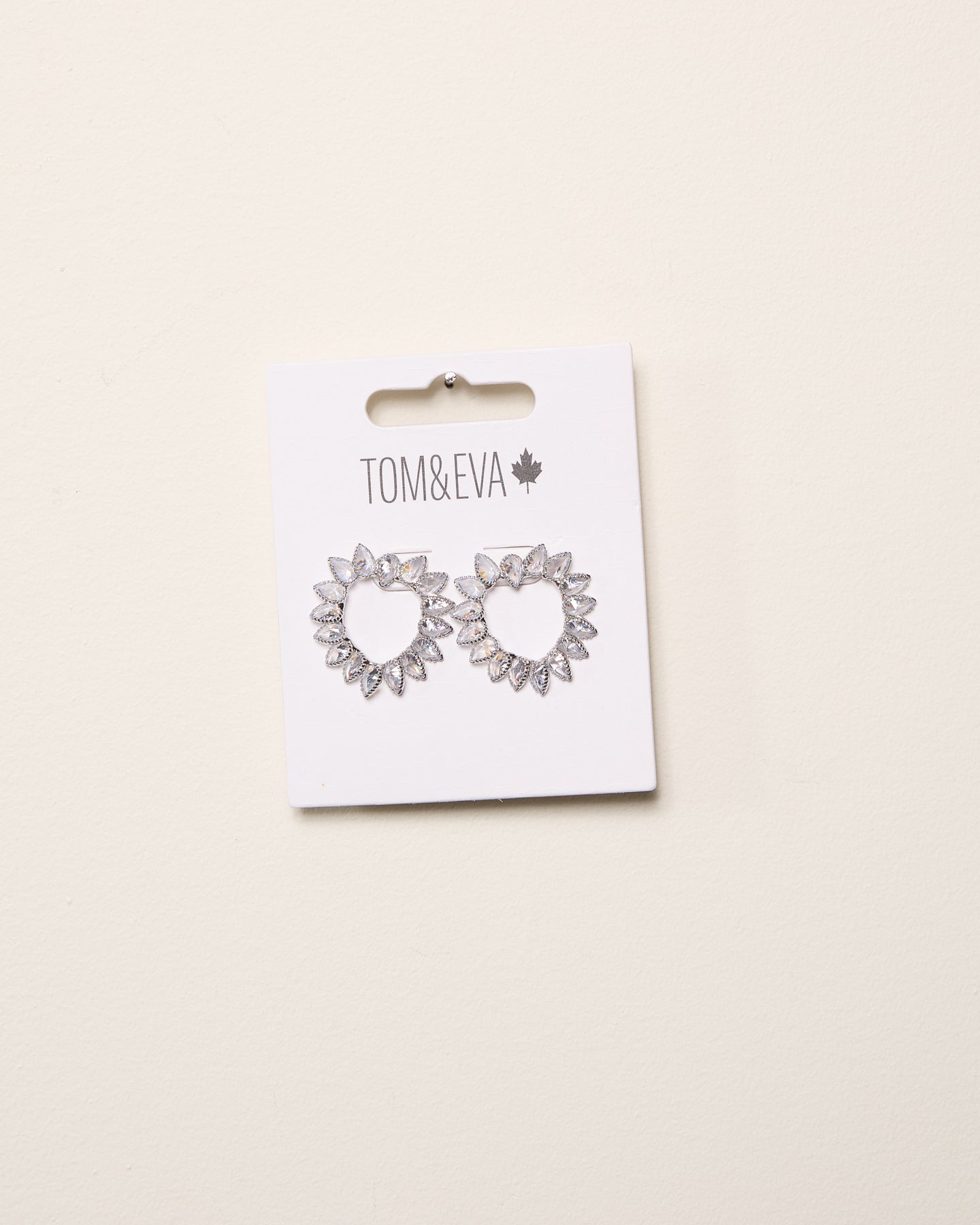 Boucles d’oreilles en forme de cœur goutte avec strass argentées