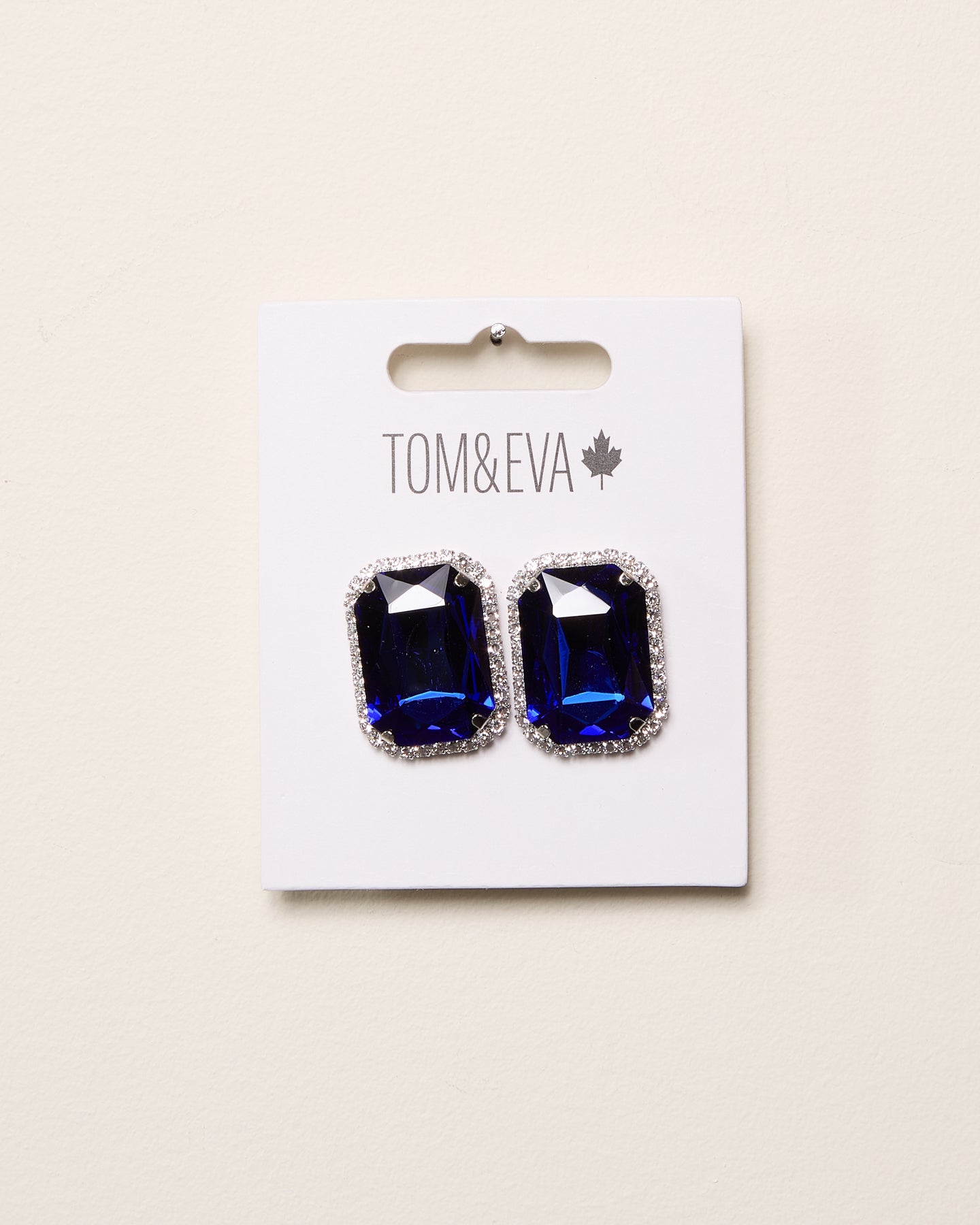 Blue Large Gemstone with Diamond Border Earring