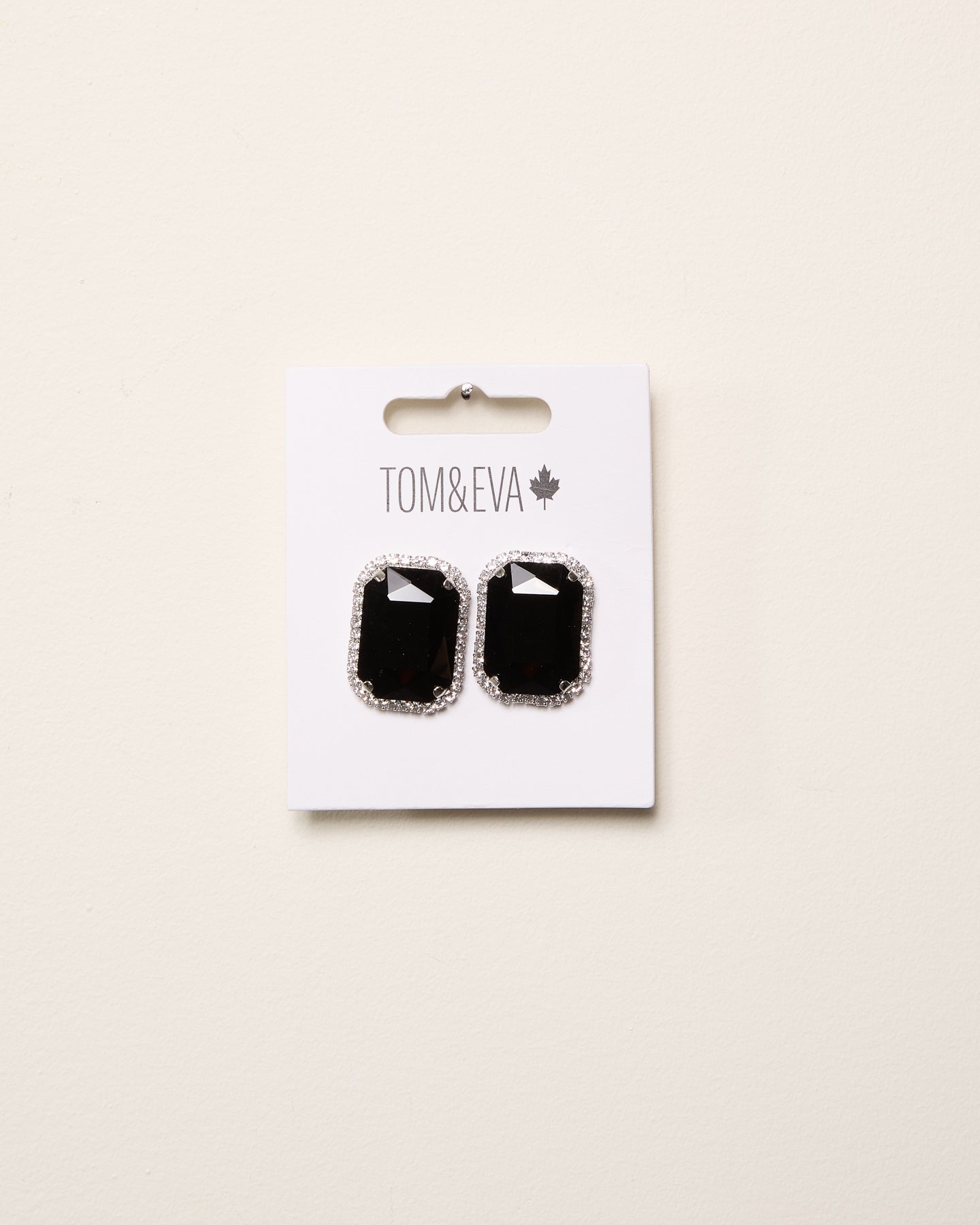 Black Large Gemstone with Diamond Border Earring