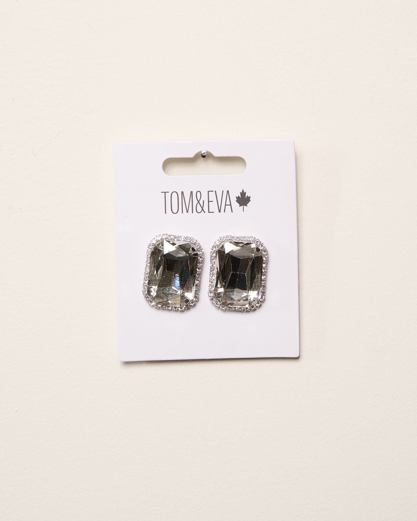 Silver Large Gemstone with Diamond Border Earring