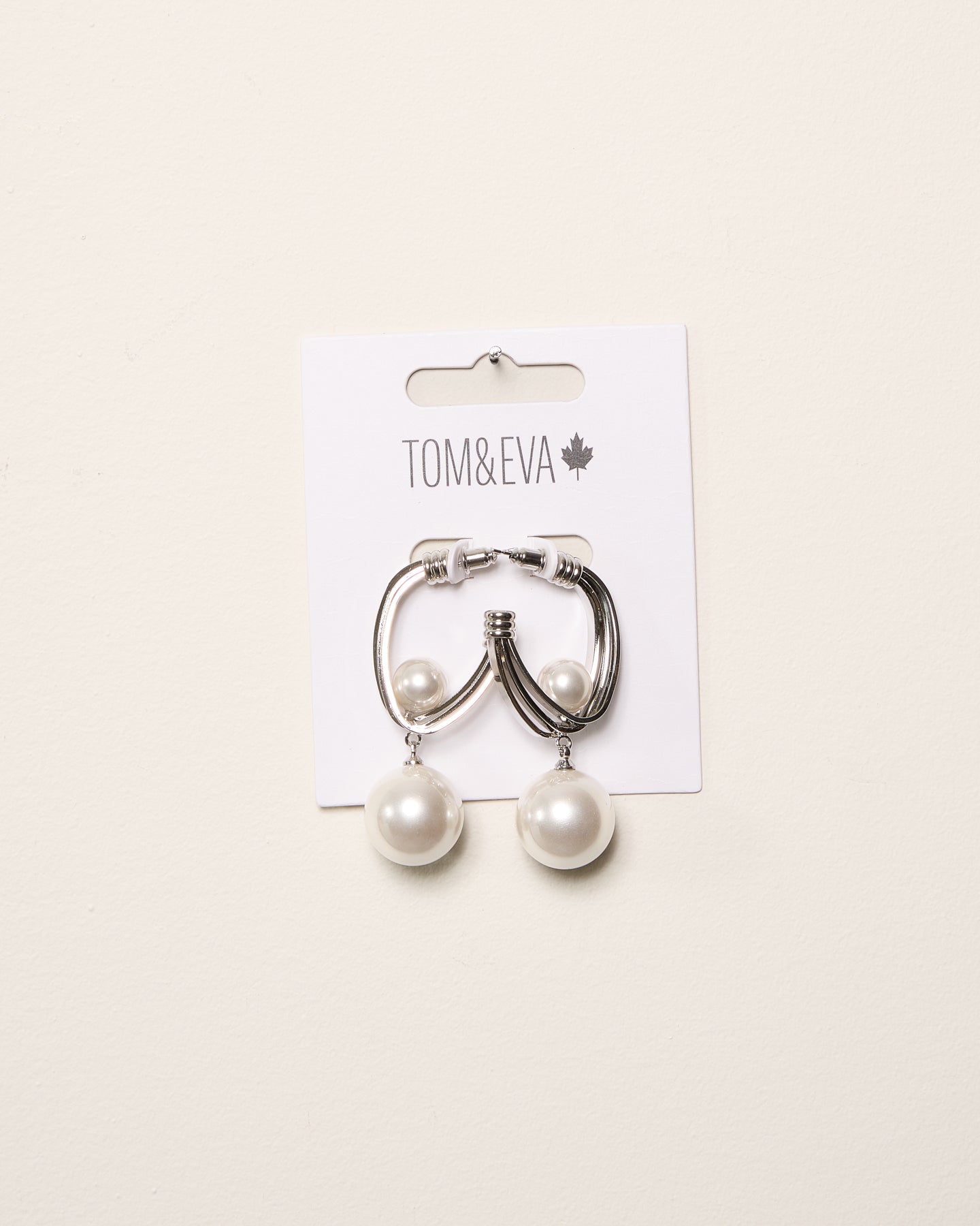 Silver Futuristic Half Hoop with Pearls Earring