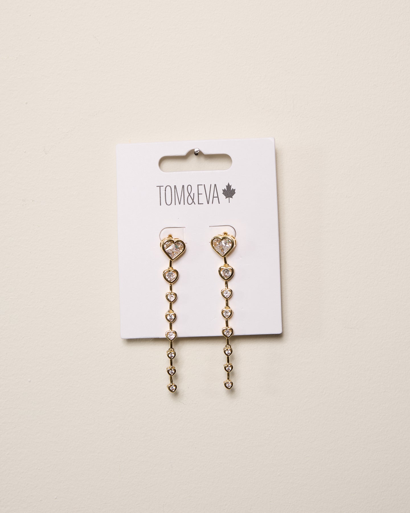 Gold Dangle Chain Multi-Shape Heart Gemstone Earring
