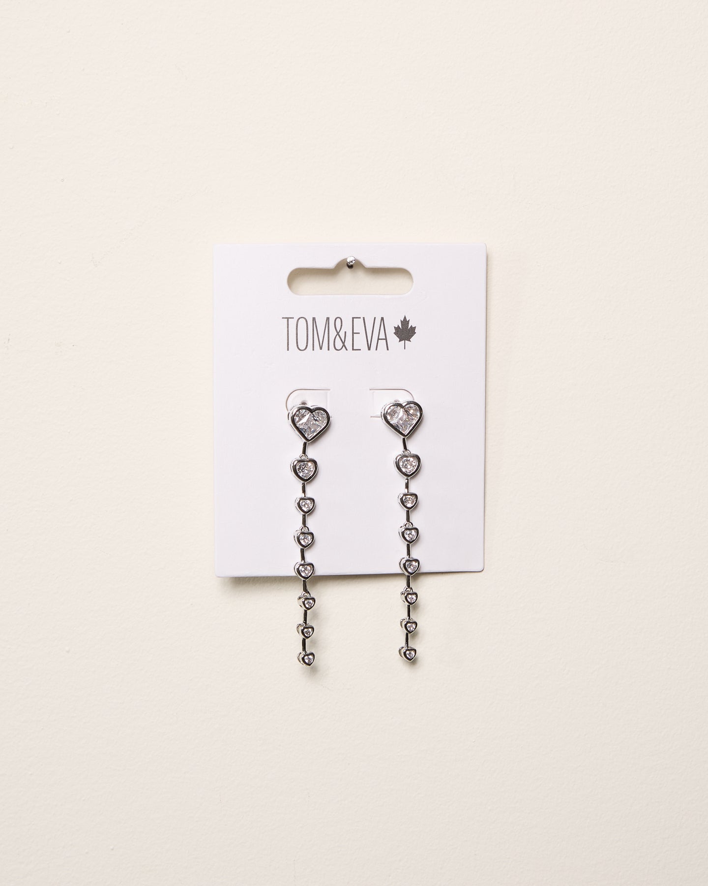 Silver Dangle Chain Multi-Shape Heart Gemstone Earring