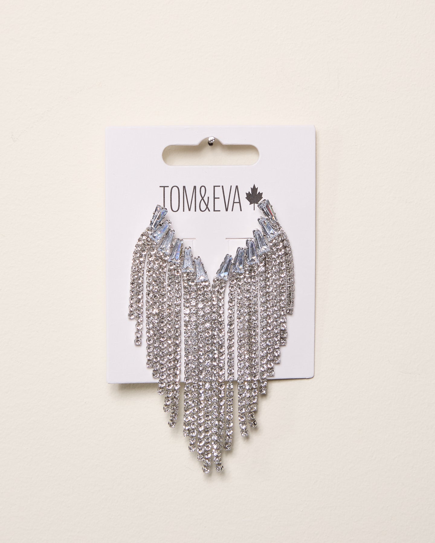 Silver Large Dangle Rhinestone Angled Earring