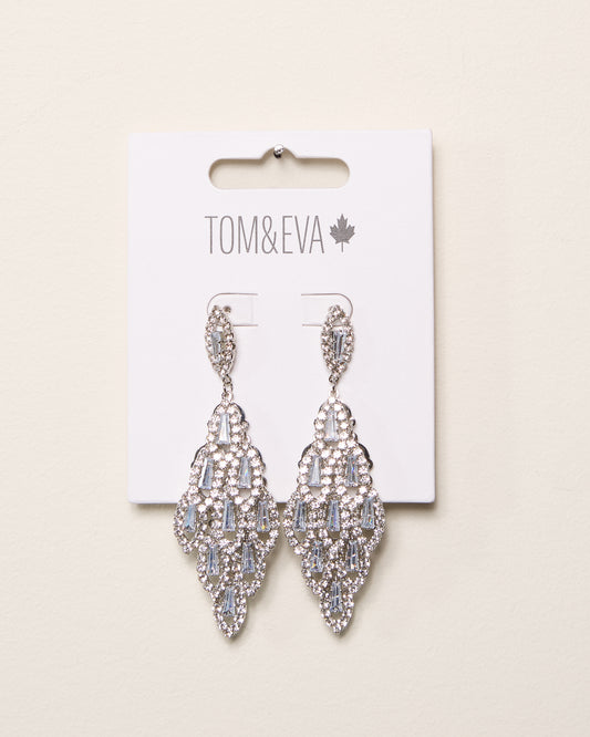 Silver Chandelier Rhinestone Dangle Earring