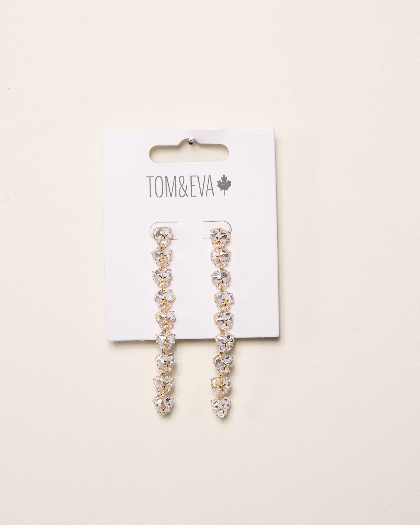 Gold Long Dangle Diamond Cluster Earring