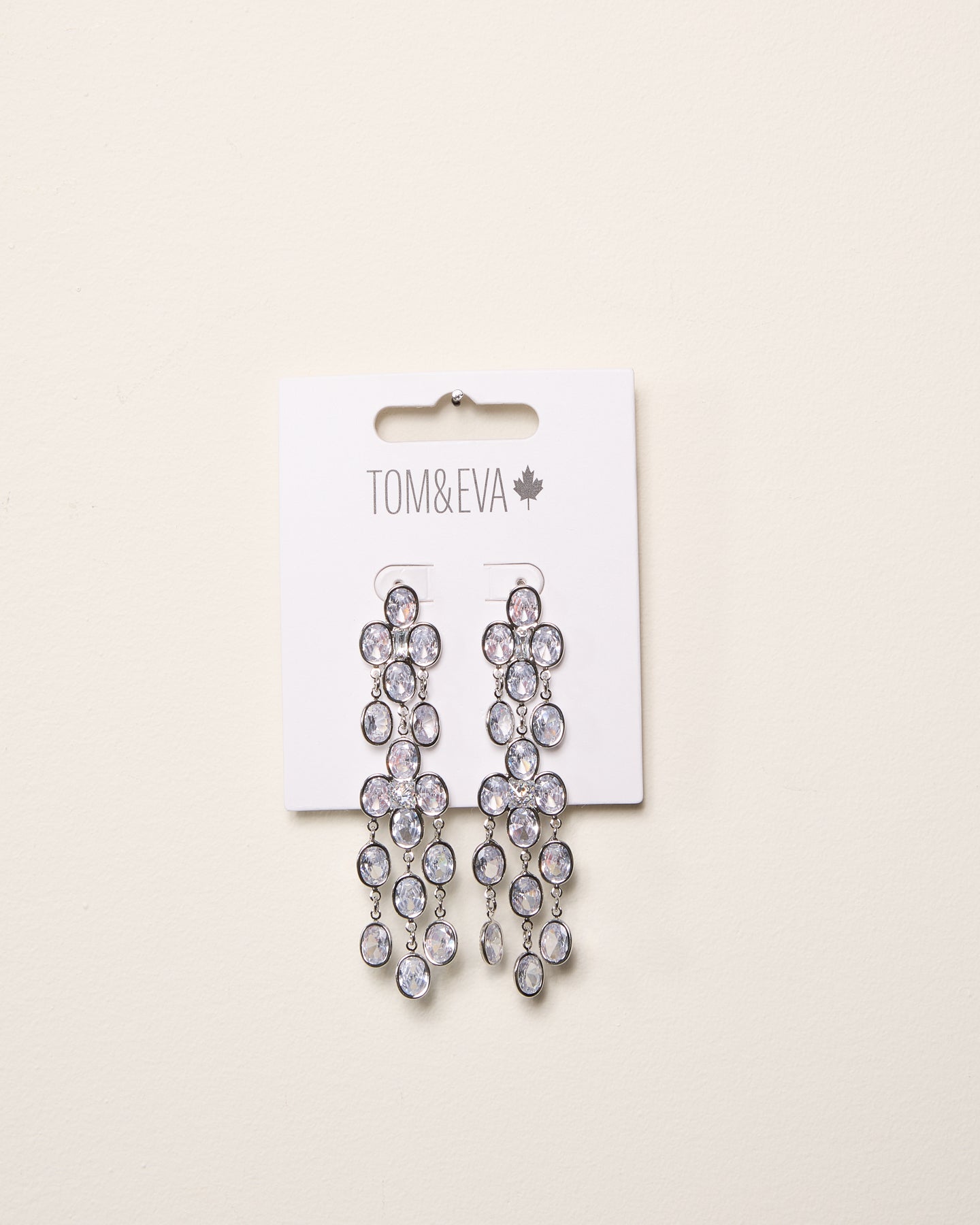 Silver Round Rhinestone Multi-Dangle Long Earring