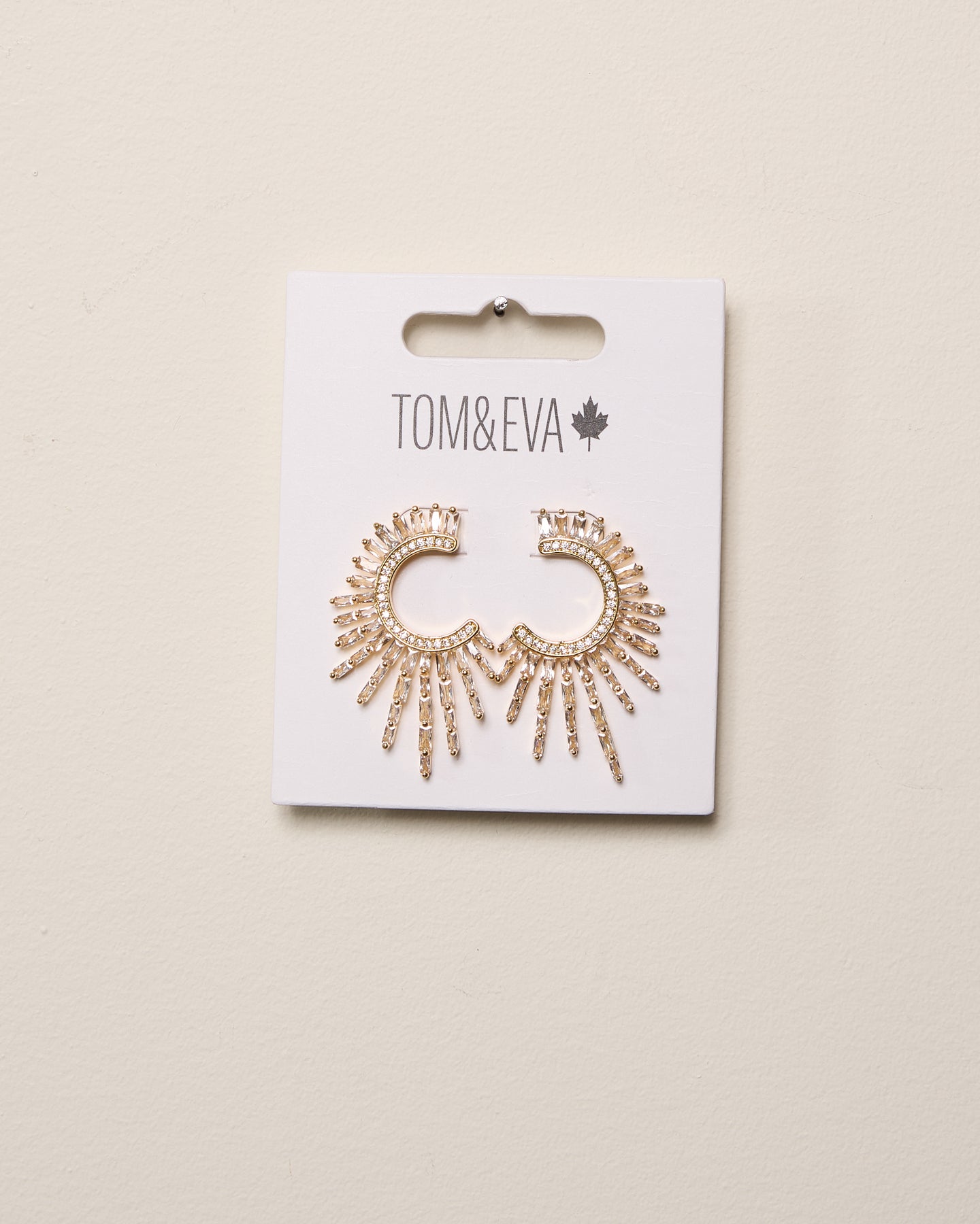 Gold Semi-Circle Sun Rhinestone Earring