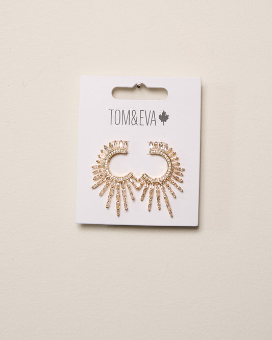 Gold Semi-Circle Sun Rhinestone Earring