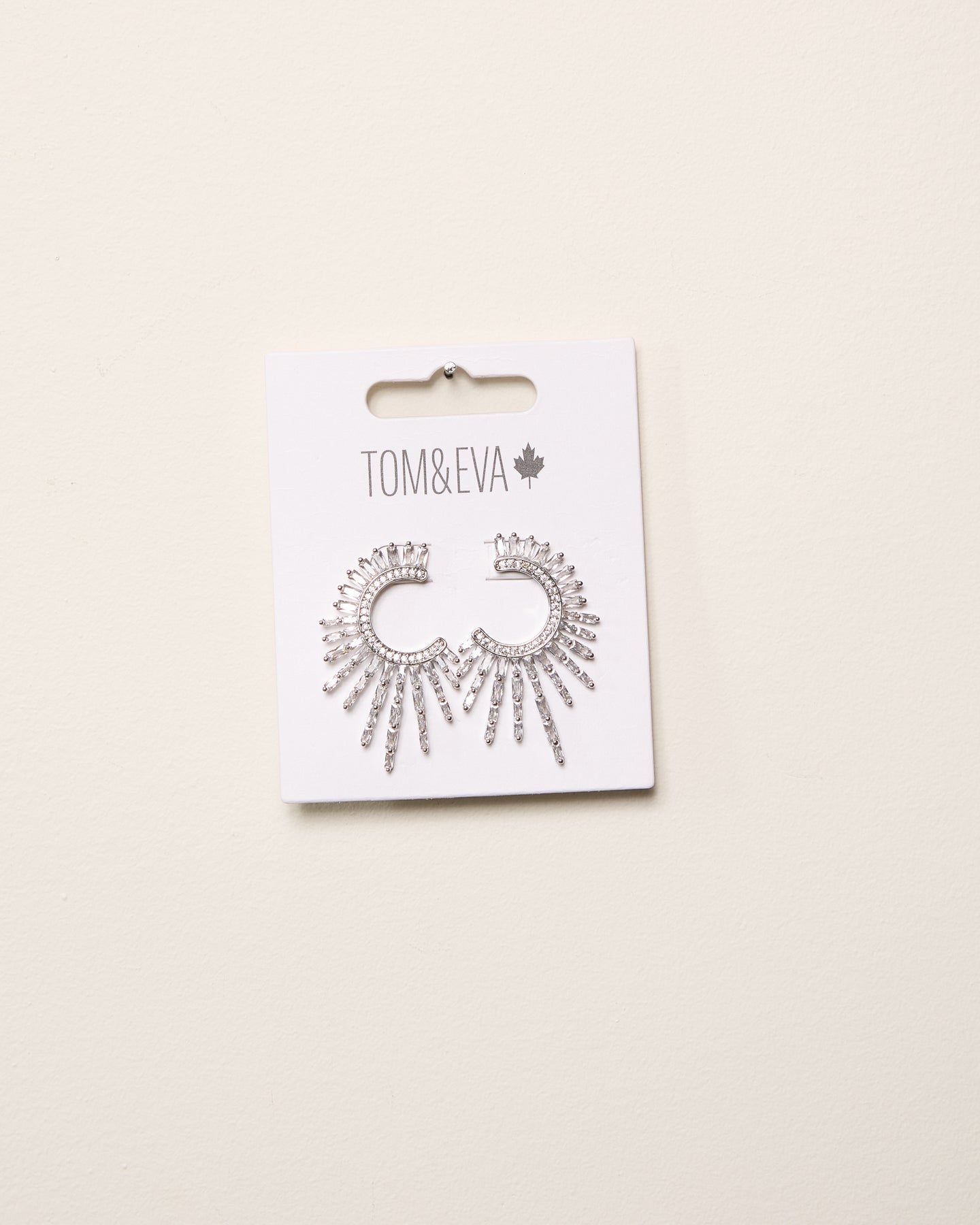 Silver Semi-Circle Sun Rhinestone Earring