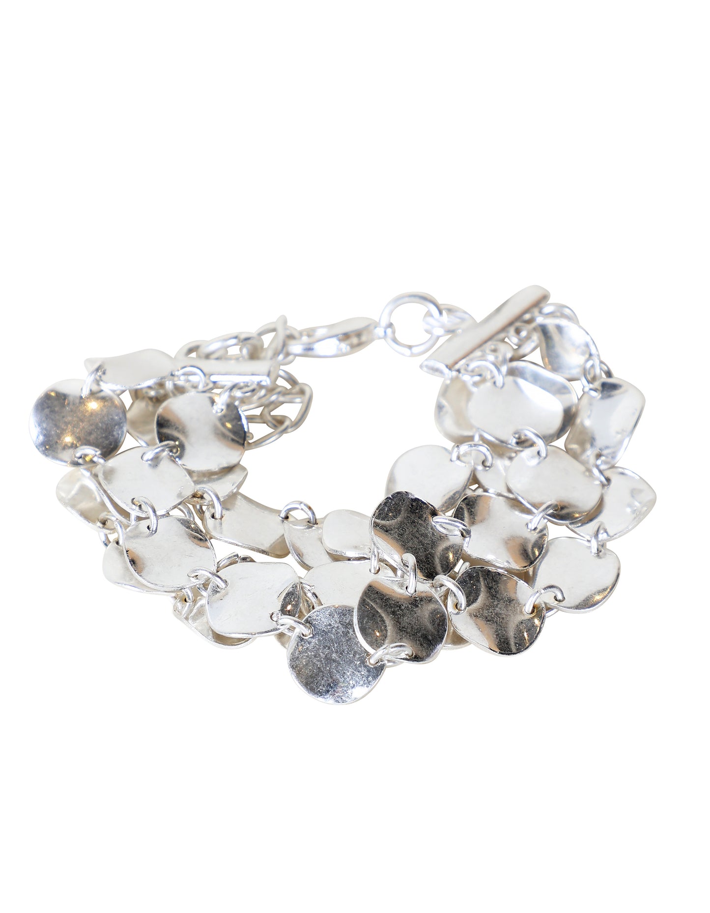 Textured Fish Scale Link Bracelet in Silver