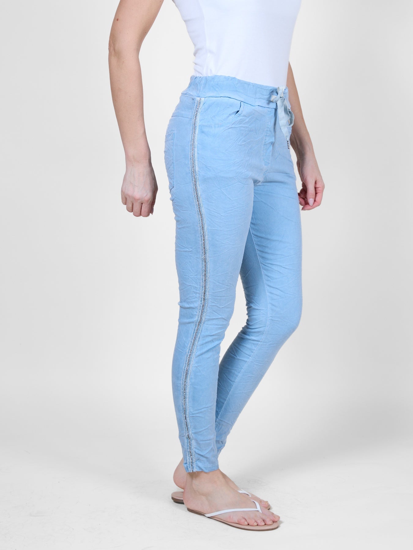 Airy Blue Joggers with Drawstring Waist