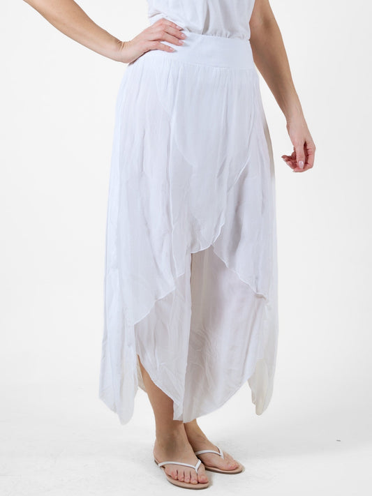 White Wrap-Style Pants